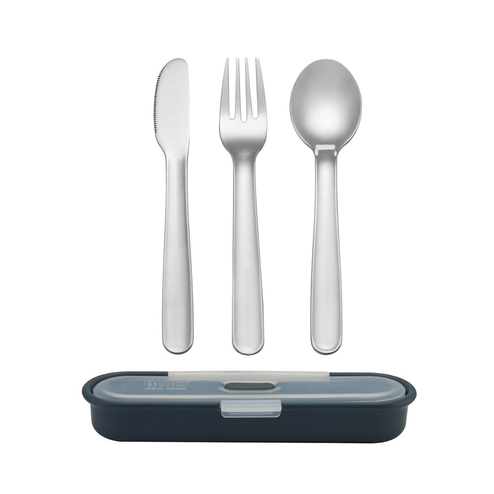 Built Gourmet 4-piece Cutlery Set with Stainless Steel Utensils in Case in Gray