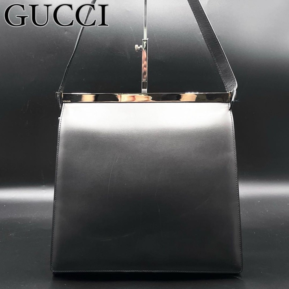 Gucci Authentic Used Cotton One-Shoulder Bag with Leather Strap