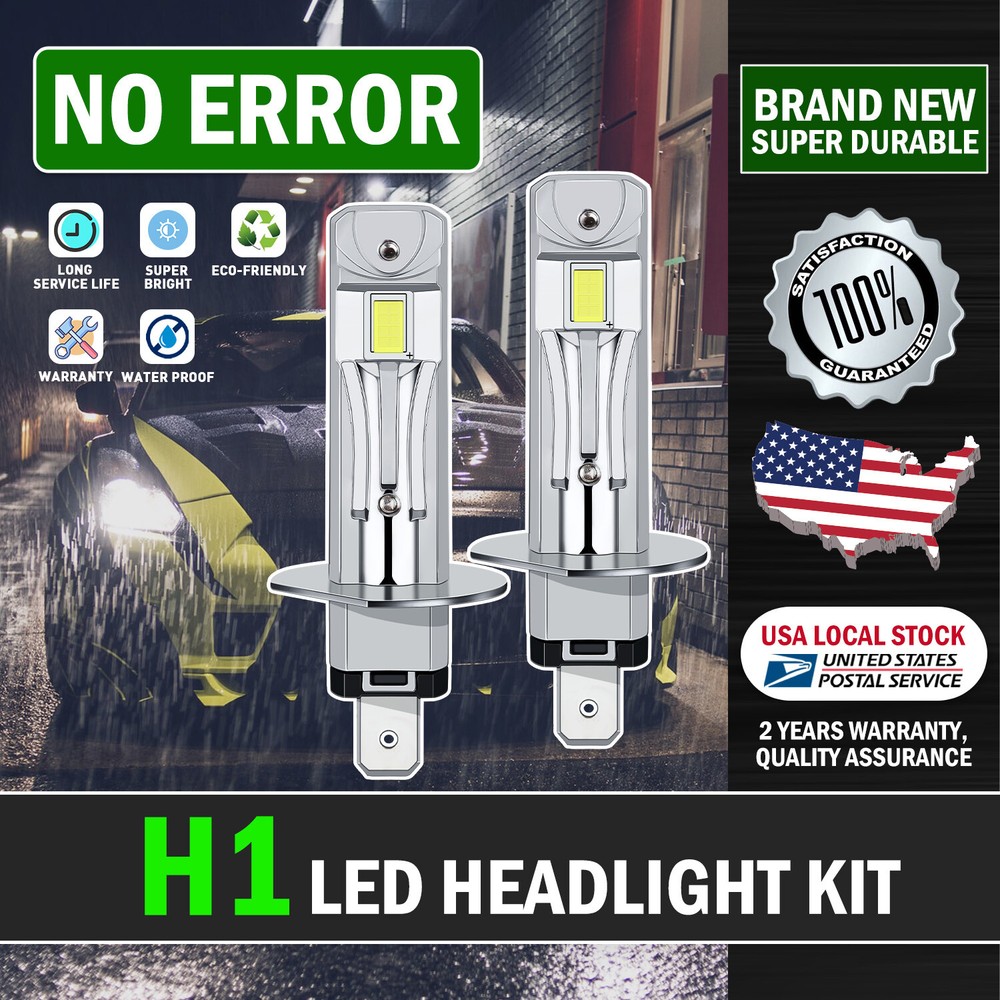 CANBUS Super White H1 LED Headlight Bulb Conversion Kit Hi/Lo Beam Lamp 16000LM