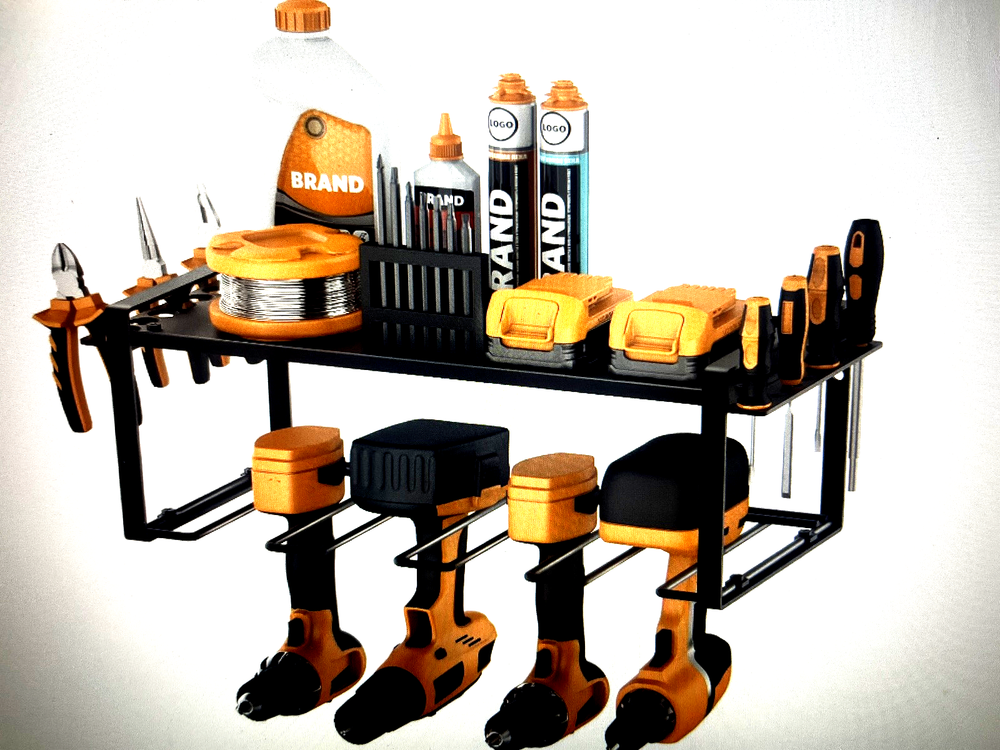 4-Drill Power Tool Organizer for Workshop & Garage Storage  