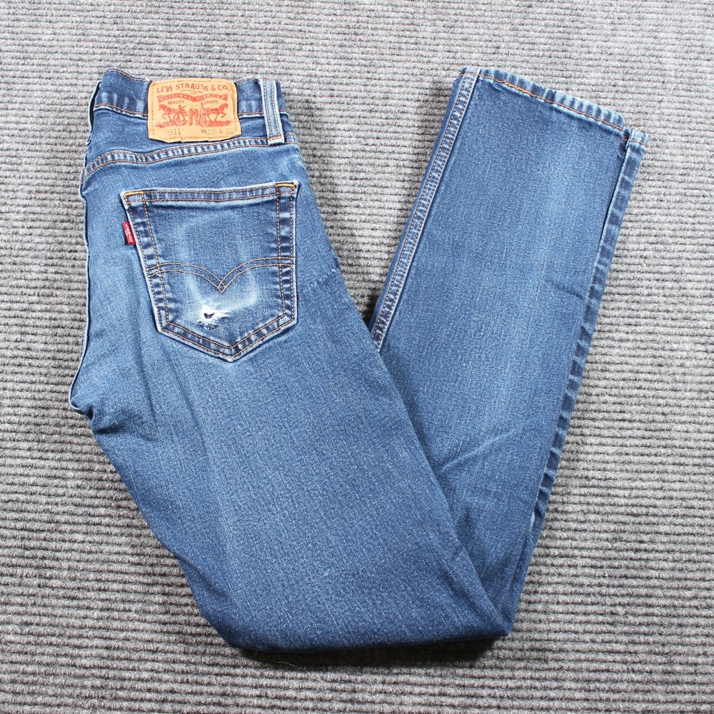Levi’s 511 Slim Jeans Men’s 28x32 Medium Wash, Distressed Pocket