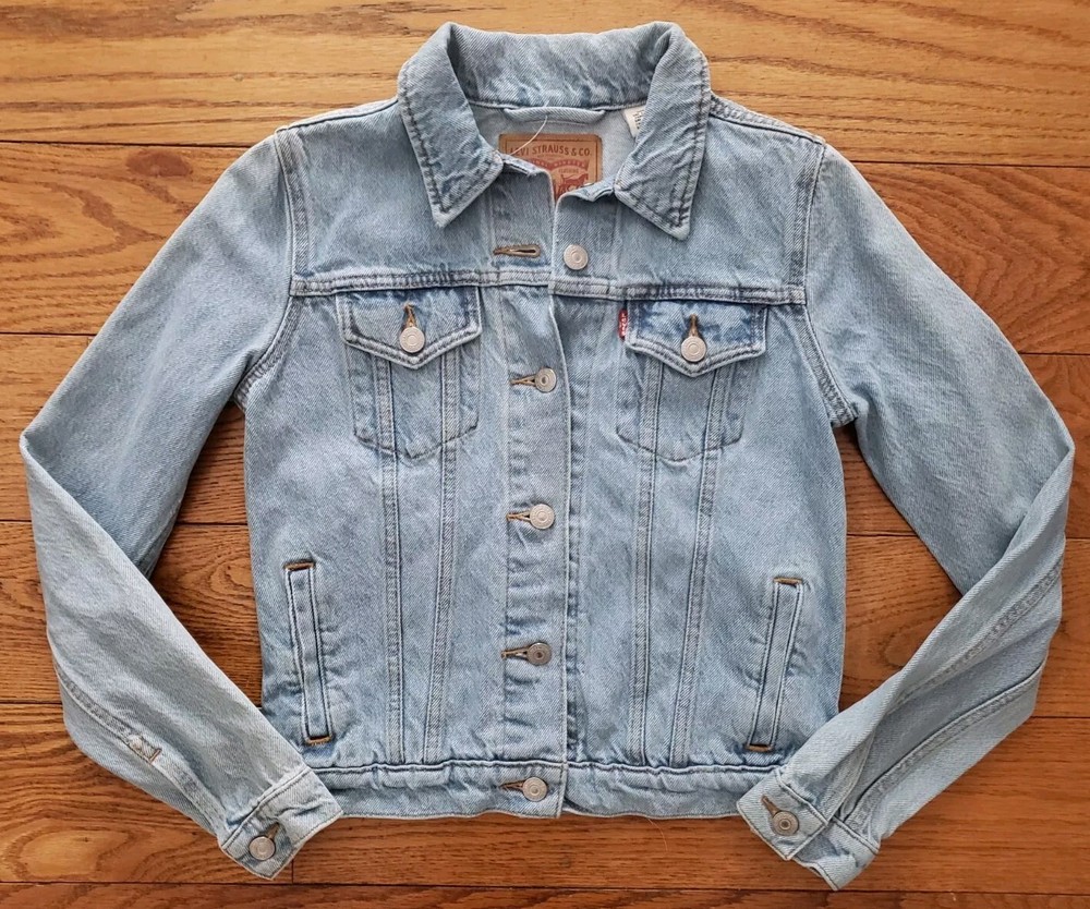 Levis Jean Jacket Womens XS Light Blue Trucker Classic Denim Four Pocket