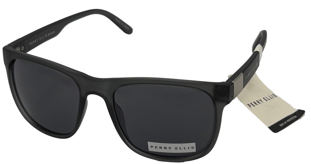 Perry Ellis Mens Sunglass Matte Black Plastic Square, Light Smoke Lens PE102 1