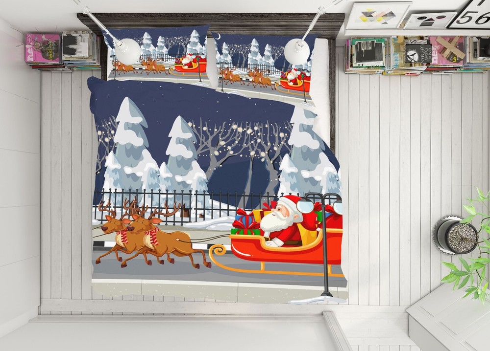 3D Christmas Xmas A1219 Bed Pillowcases Quilt Duvet Cover Set Queen King Amy
