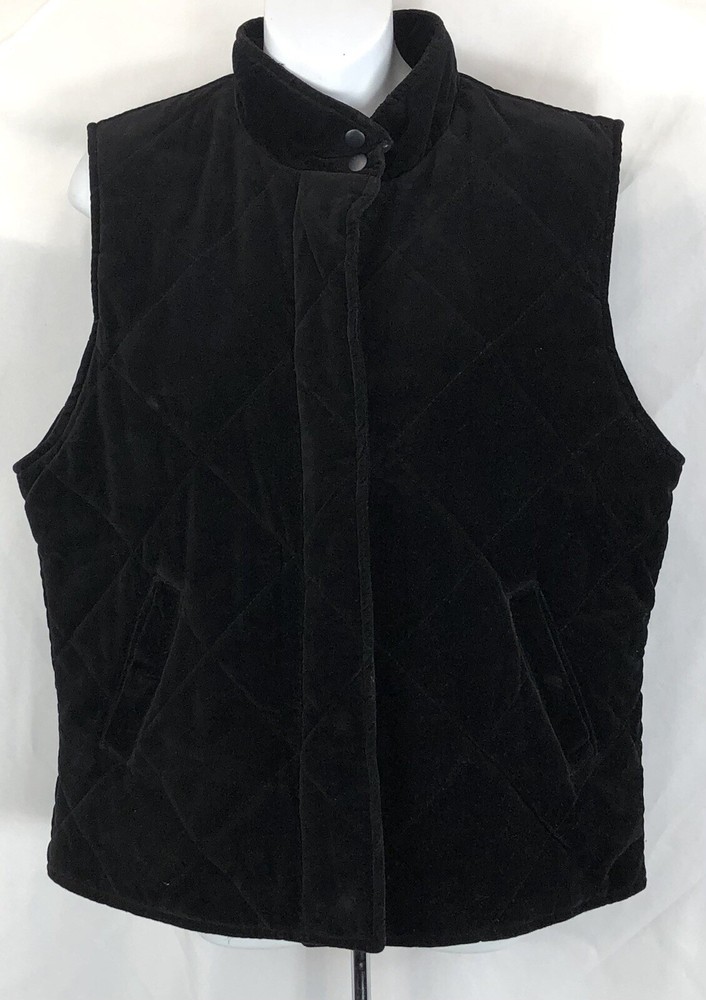 Vintage Comfort Zone Velvet  Vest M/L BIK Zip Snap Pockets Mock Collar 90s Y2K