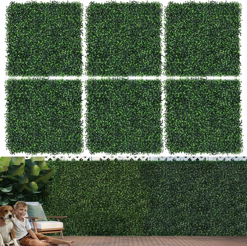 12PCS 10x10 Inch Artificial Grass Wall Panels | Boxwood Greenery Backdrop for Events and Decor