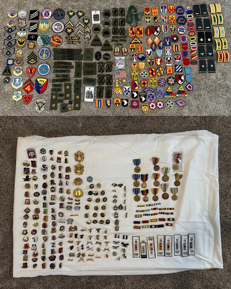 LARGE LOT OF MILITARY PATCHES! OVER 400 ITEMS!!! PATCHES, INSIGNIA, MEDALS!