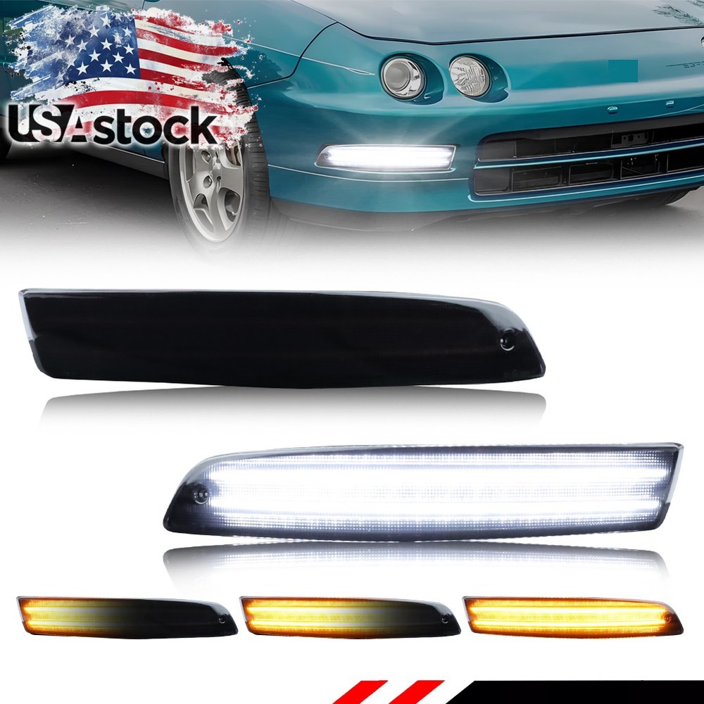 Smoked Dynamic LED Front Parking Turn Signal Lights For 1994-1997 Acura Integra