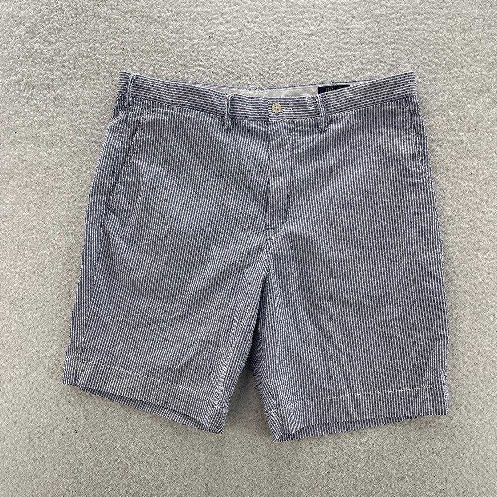 Polo Ralph Lauren Shorts Mens 38 Blue Seersucker Classic Chino 9