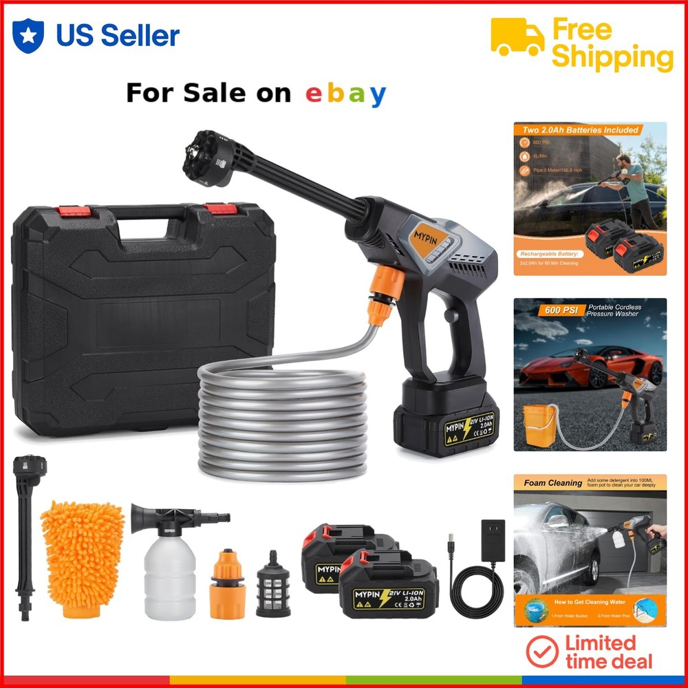 Cordless 600PSI Pressure Washer for Car Garden Fence Cleaning