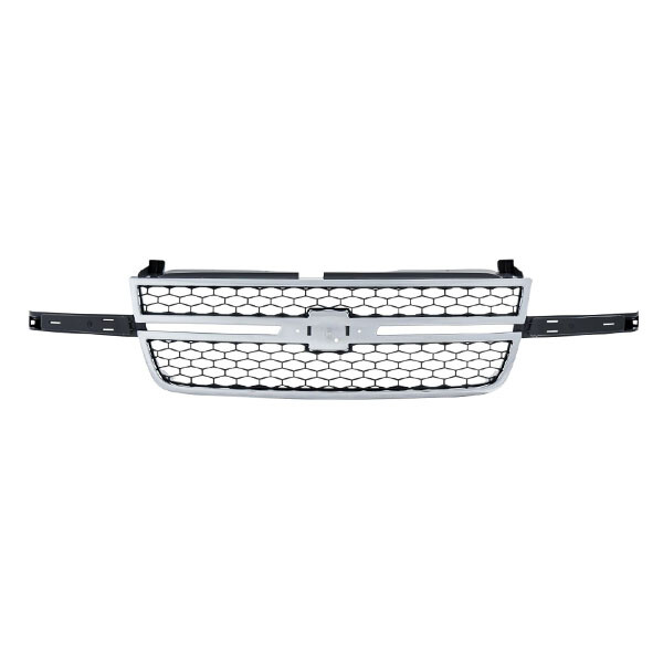 For 03-07 Silverado Truck Front Grille Assembly Chrome w/Honeycomb Gray Insert Q