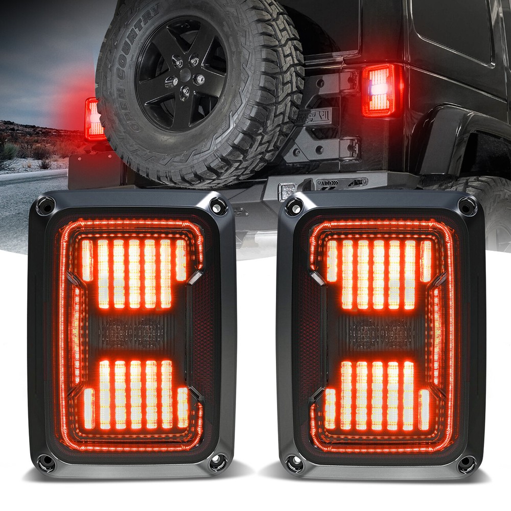 Smoked LED Tail Lights Turn Signal Reverse Lamps for Jeep Wrangler JK 2007-2017