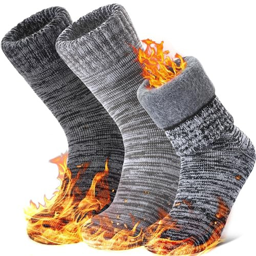 3 Pairs Thermal Ski Boot Socks for Men Women Mixed Colors Medium Thick Winter Wear