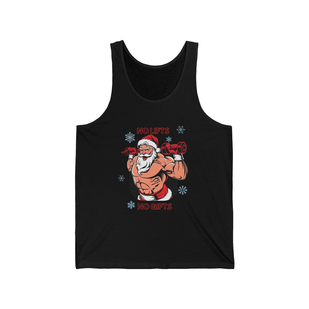 Santa No Lifts No Gifts Funny Christmas Tank, Holiday Sleeveless Workout Shirt