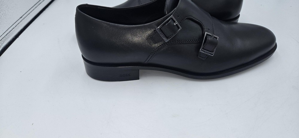 BOSS Hugo Boss Colby Shoes Mens Size 7.5 Black Double Monk Strap Dress Leather