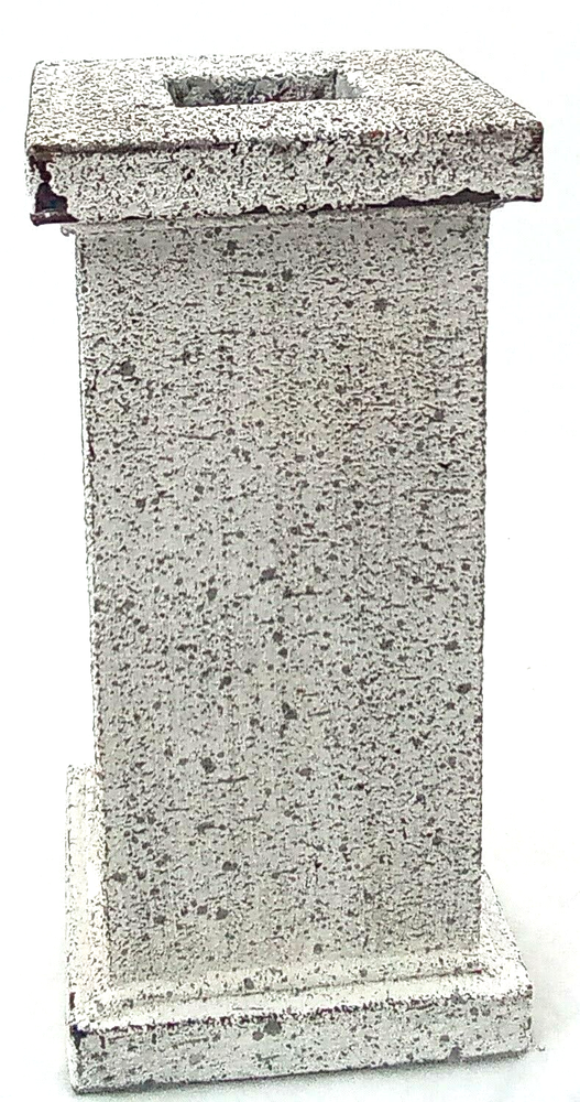 Metal Floral Vase Box Square Textured Whitewashed Distressed Black Flecks 8