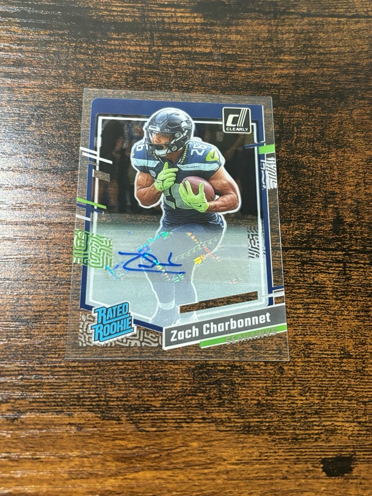 2023 Panini Clearly Donruss Zach Charbonnet Rookie Autograph Seahawks RC Auto