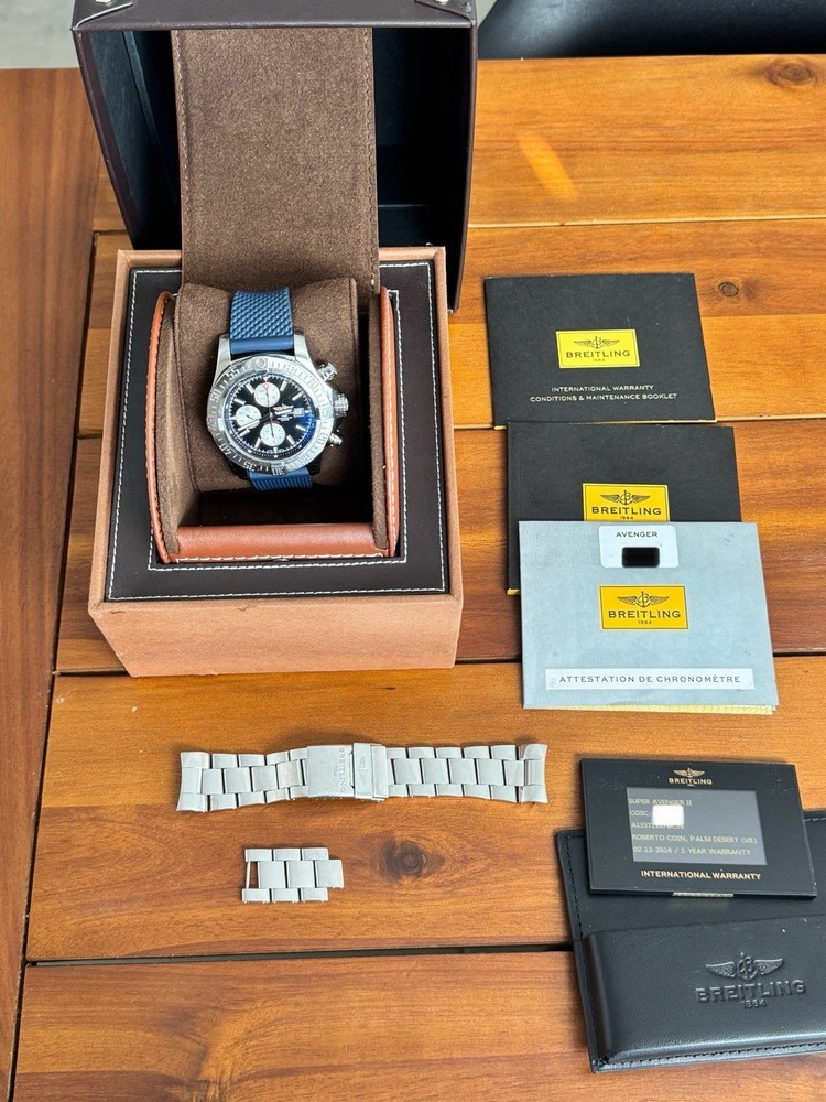 Breitling A13371 Super Avenger II - Black Dial 48mm - Extra Band