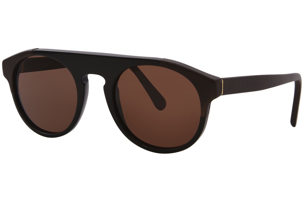 RetroSuperFuture Racer 777-3T Sunglasses Black/Brown Leather/Brown Lenses 51mm