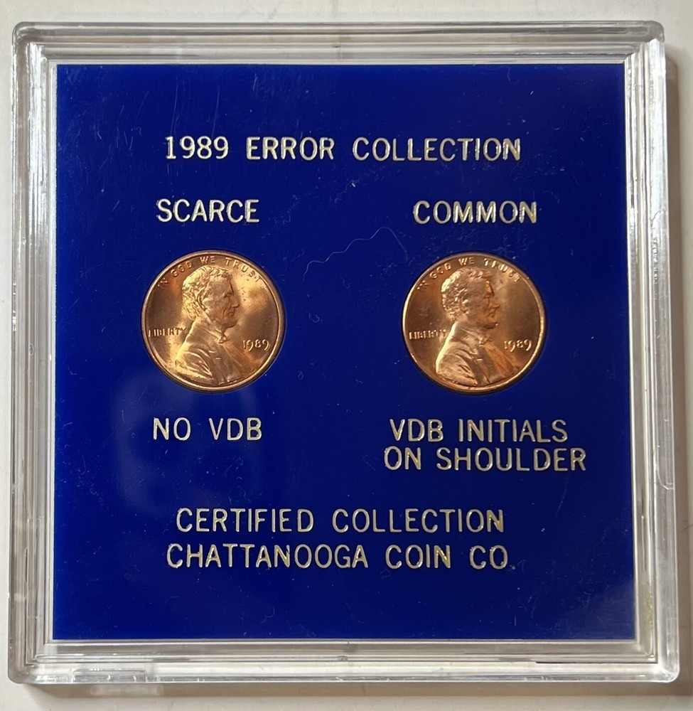 1989 Lincoln Memorial Penny Error Collection Set in Custom Case - Scarce & Common Varieties