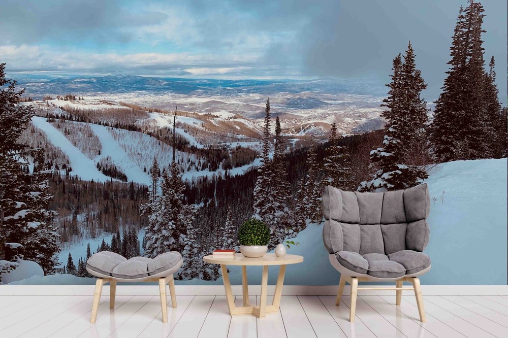 3D Mountain Forest Winter Landscape Wall Murals Wallpaper Murals Wall Sticker
