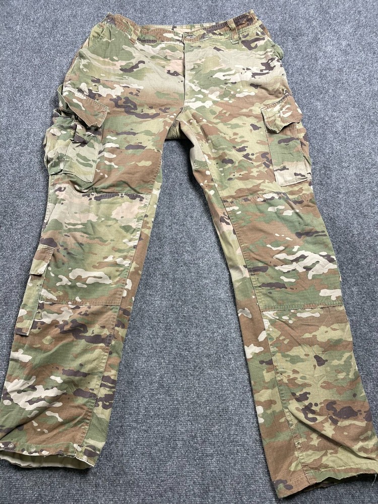 Men's Camo Cotton Utility Cargo Work Pants Size 35 Military Style