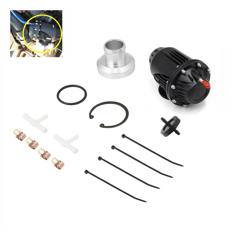 Universal Aluminum Turbo Blow Off Valve Kit with Adapter for SSQV IV SQV4 in Black
