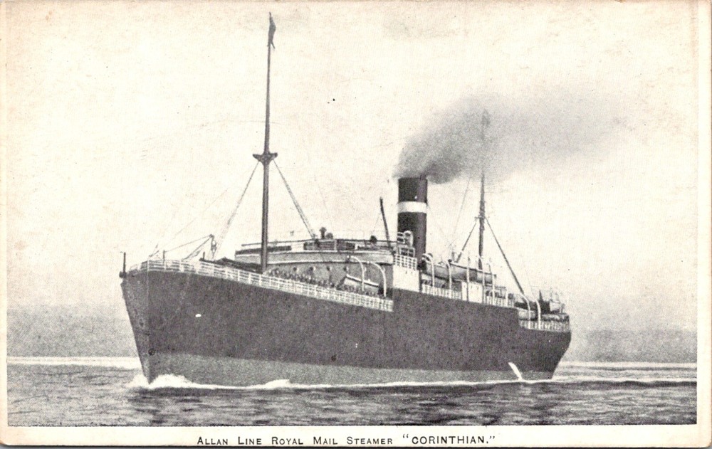 Allan Line Royal Mail Steamer the Corinthian Under Sail Vintage Postcard   25025