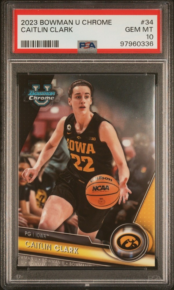 PSA 10 - 2023 Bowman Chrome U University CAITLIN CLARK RC #34