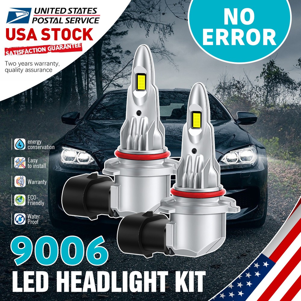 9006 COB LED Headlight Bulbs 6000K White High Low Beam 70W 20000LM CANbus Ready  