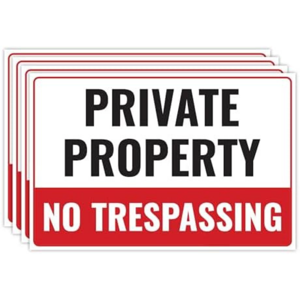 4 Pack Large No Trespassing Signs Private Property, 8x12 Inch Rust Free Aluminum
