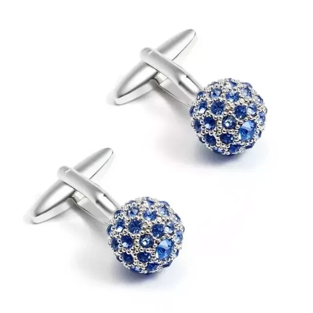 2Ct Round Cut Lab Created Tanzanite Men's Fashion Cufflink 14k White Gold Plated
