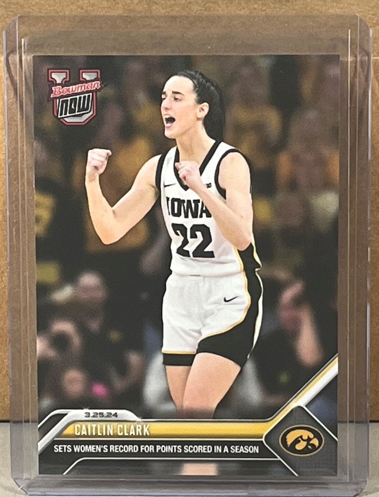 2023 24 BOWMAN U NOW #74 CAITLIN CLARK Iowa Women's record points in season