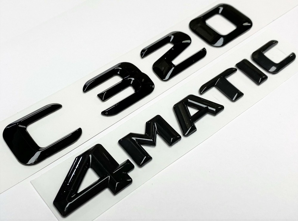 BLACK C320 + 4MATIC FOR MERCEDES REAR TRUNK EMBLEM BADGE NAMEPLATE DECAL NUMBER