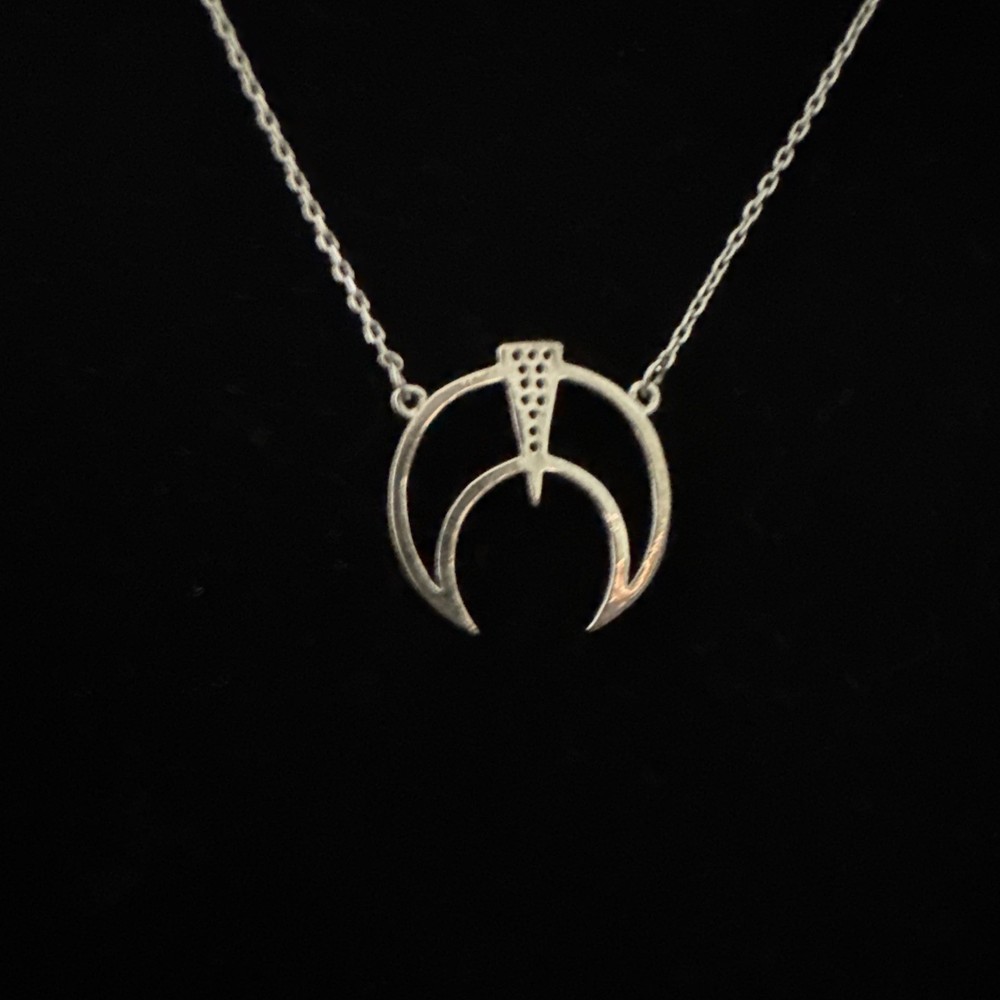 Silver Crescent Moon Pendant Necklace with Chain