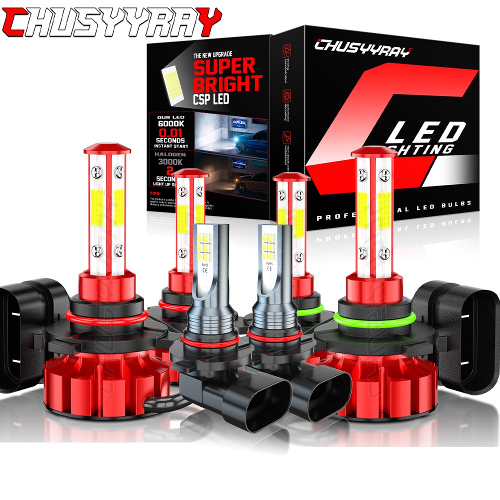 For Chevy Silverado 1500 2500 HD 2003-2005 2006 LED Headlights+Fog Lights Bulbs