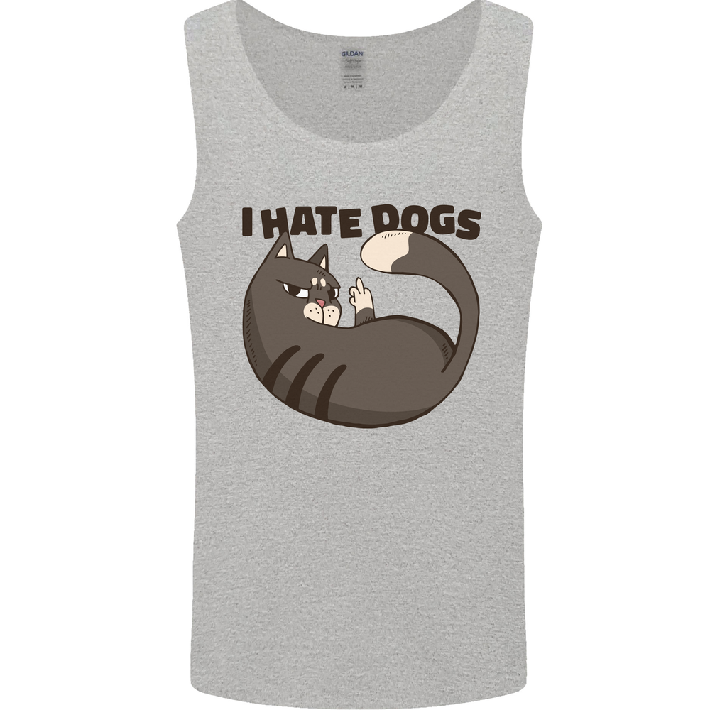I Hate Dogs Funny Cat Lover Mens Vest Tank Top