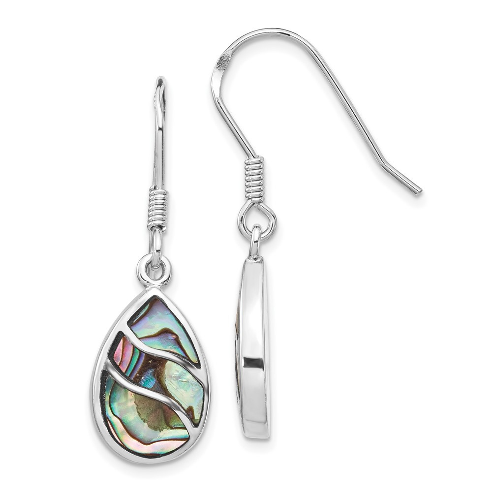 Sterling Silver Polished Abalone Teardrop Drop & Dangle Earrings 5.32gm