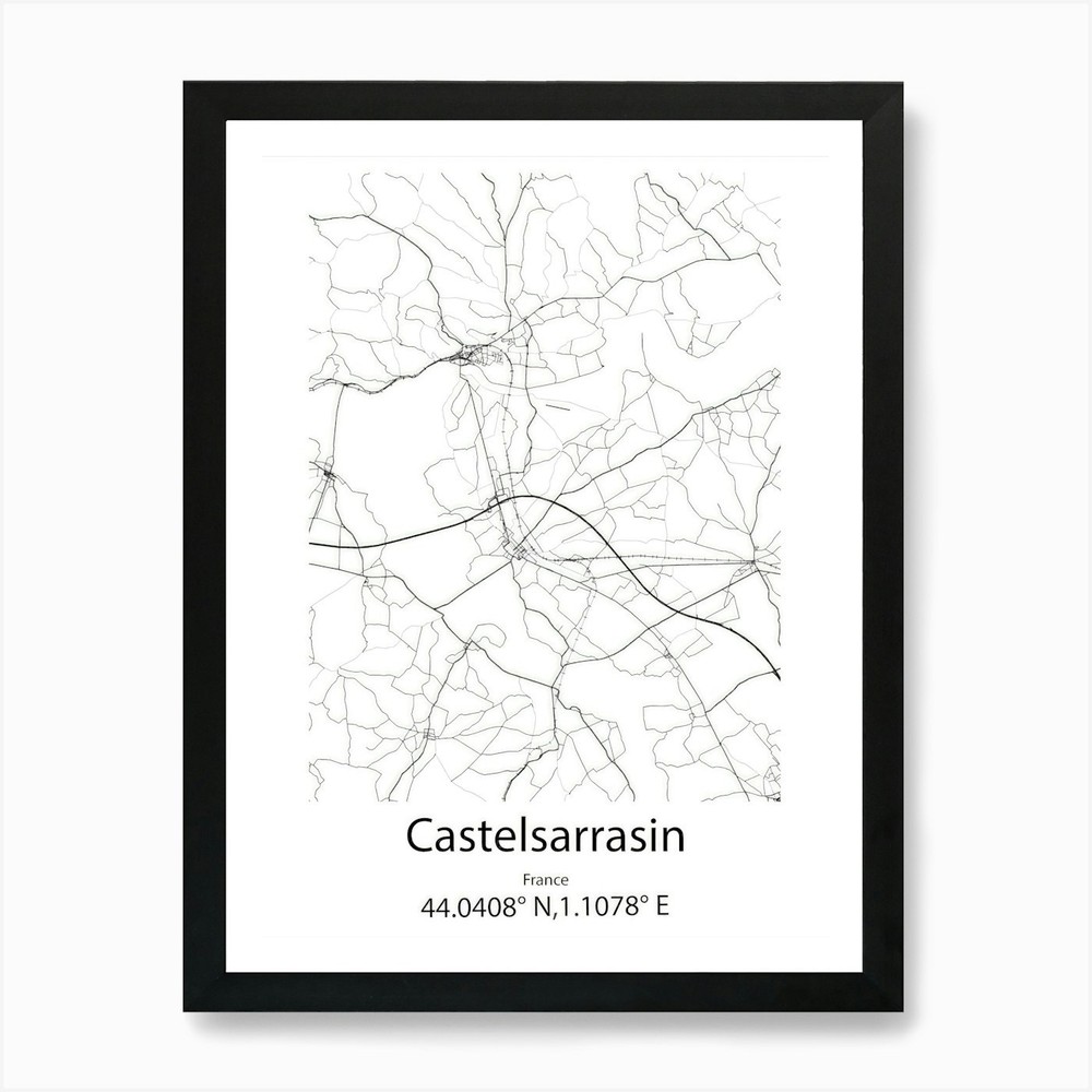 Castelsarrasin,France Minimalist Ma Framed Wall Art Poster Canvas Print Picture