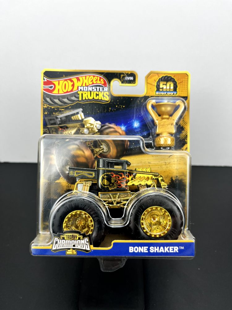 Hot Wheels 2025 Monster Trucks Bigfoot 50th Bone Shaker Black & Gold