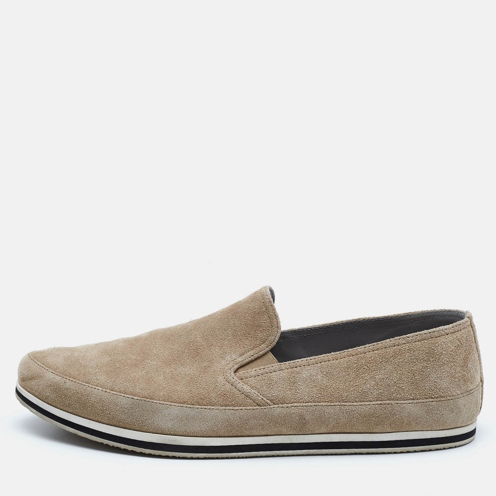Prada Sport Beige Suede Slip-On Sneakers in Size 45.5