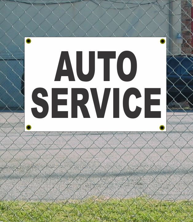 2x3 Auto Service Black & White Banner Sign with Discounted Size & Price
