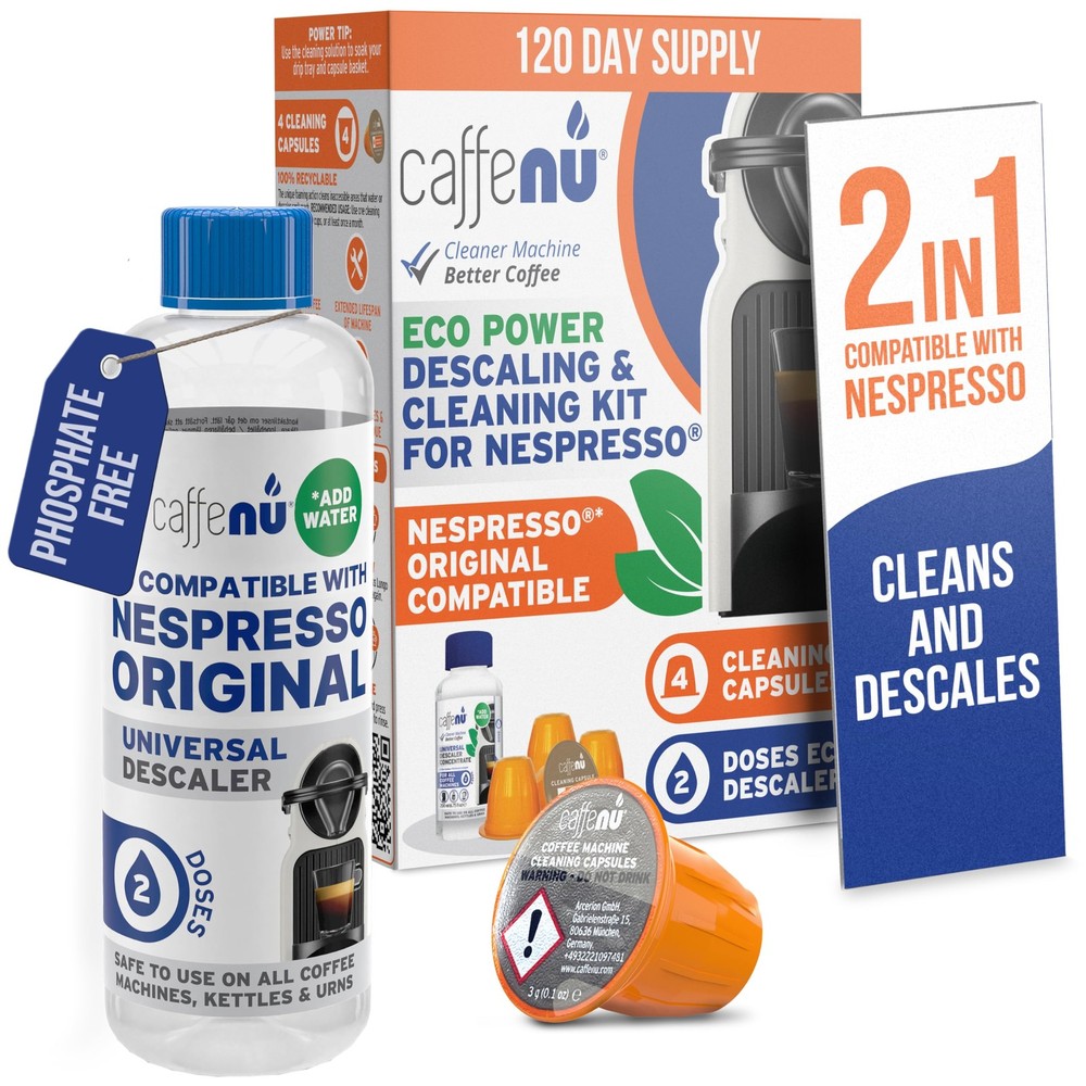 Nespresso Descaling Kit 2 Solutions & 4 Cleaning Pods for Better Coffee