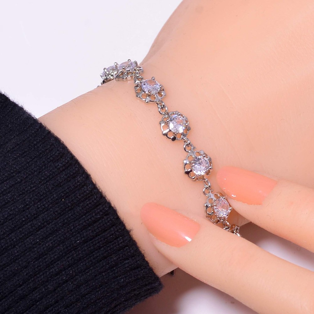 White Topaz 925 Sterling Silver Tennis Bracelet 7.99