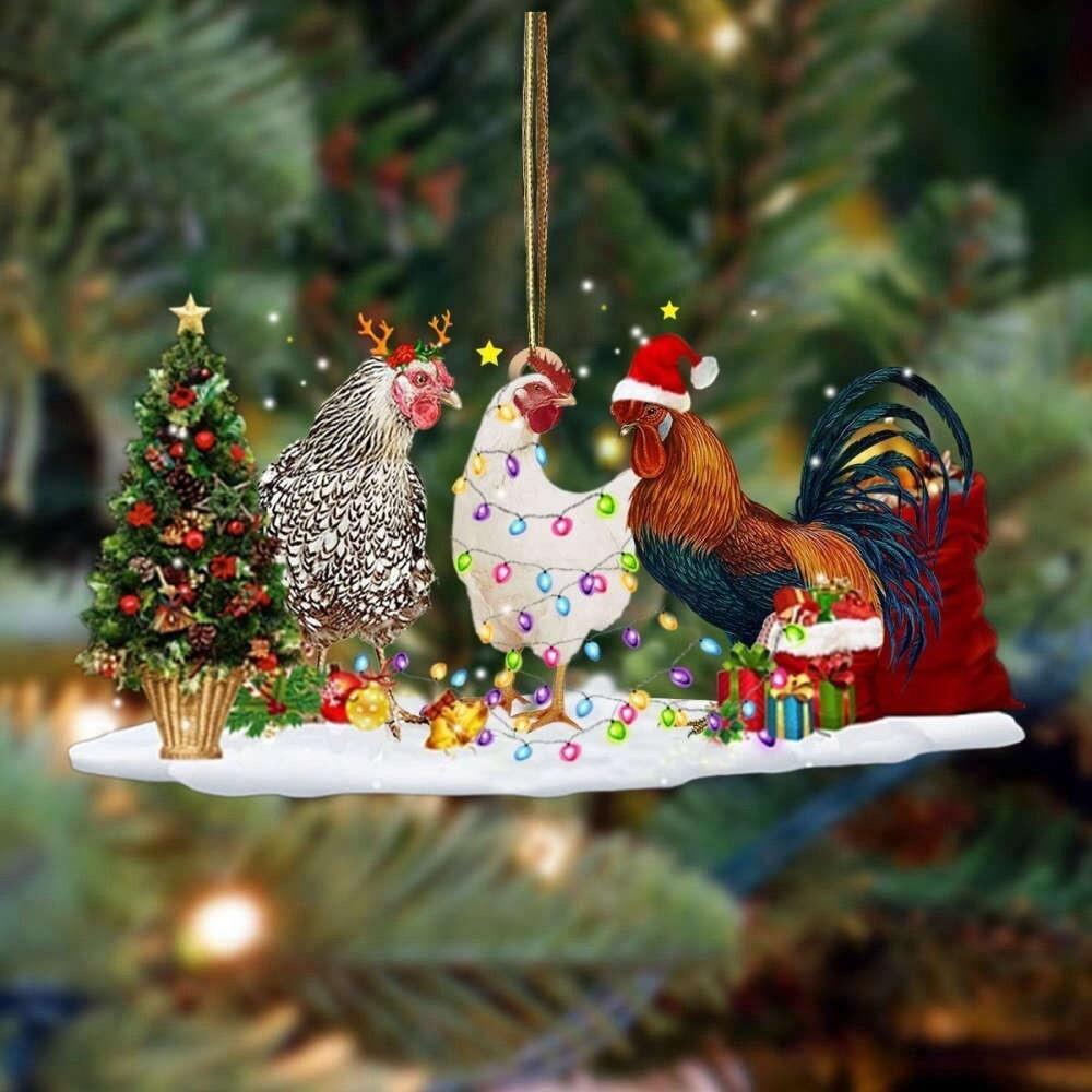 Chicken Christmas Ornament  Rooster Christmas Ornament  Farmer Ornament Gift
