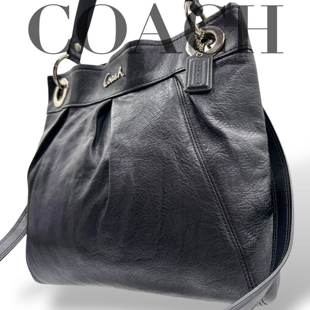 Coach Black Leather 2-Way Shoulder Bag Authentic G06213018