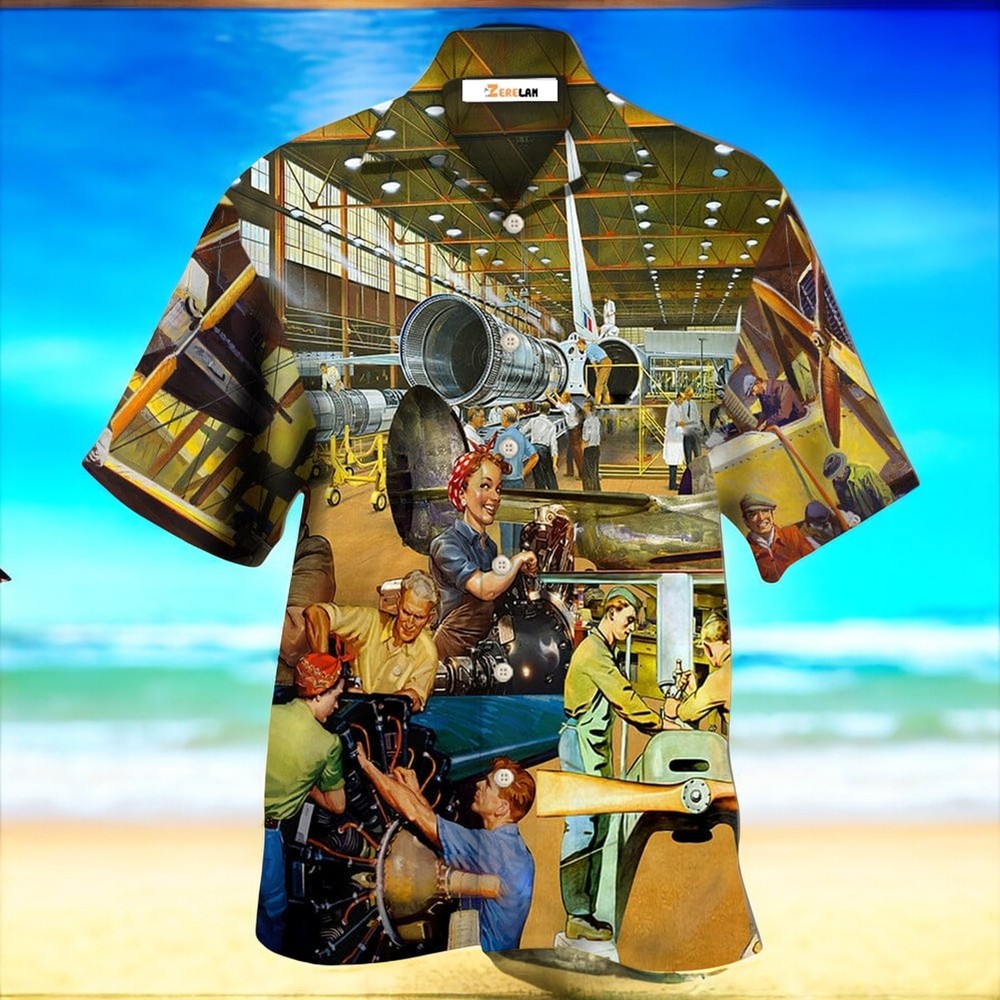 Men's Aircraft Mechanic Hawaiian Shirt US Size Summer Style New Design