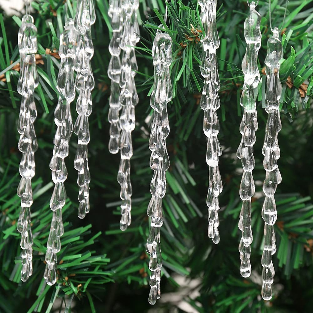 Icicle Ornaments 25 pcs Icicles Pendant Set Christmas Decoration Acrylic Clea...