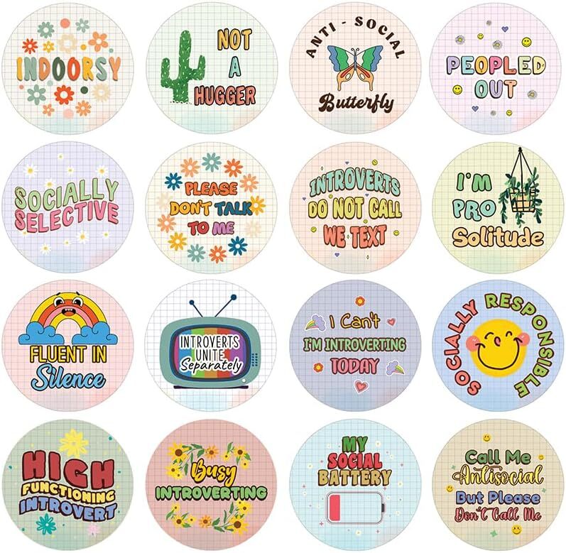 80 Relatable Introvert Stickers in 5 Unique Sets for Everyday Use