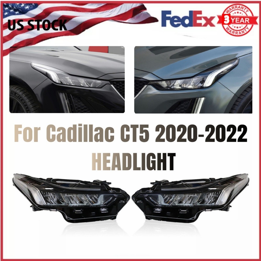 Pair Left+Right Side LED Headlights Headlamps Fit For Cadillac CT5 2020-2022